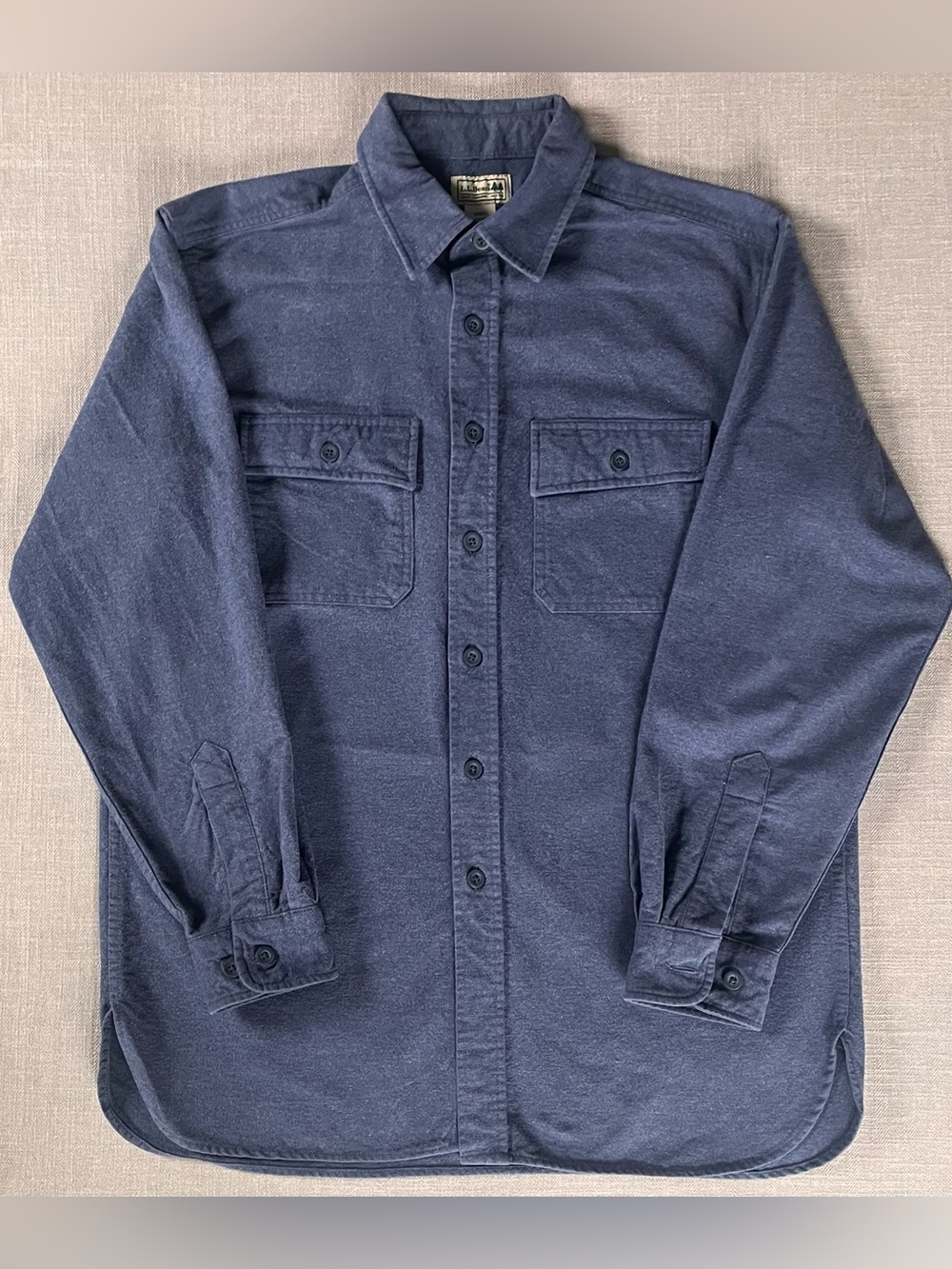 L.L. Bean Chamois Cloth Button-Front Heavyweight Flannel Shirt in Denim Blue